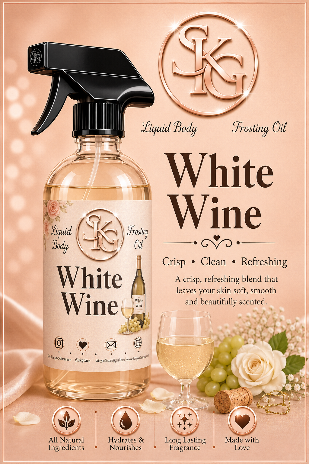WHITE WINE Liquid Shower Body Oil(8oz)368.6g
