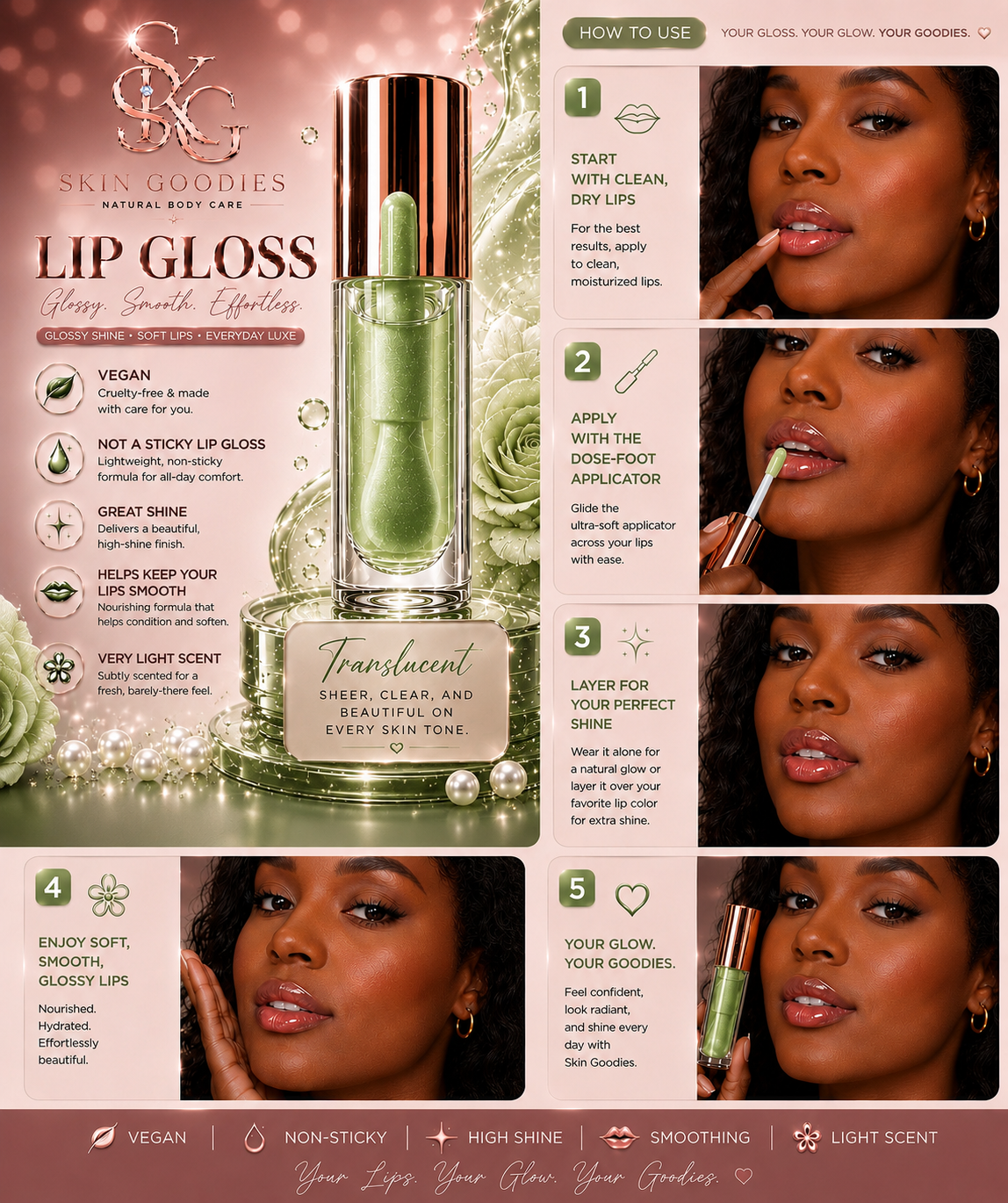 Lip Gloss(Vegan) Green Apple