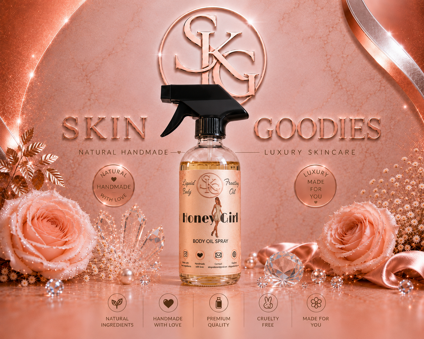 Liquid Body Oil Honey Girl(8oz)