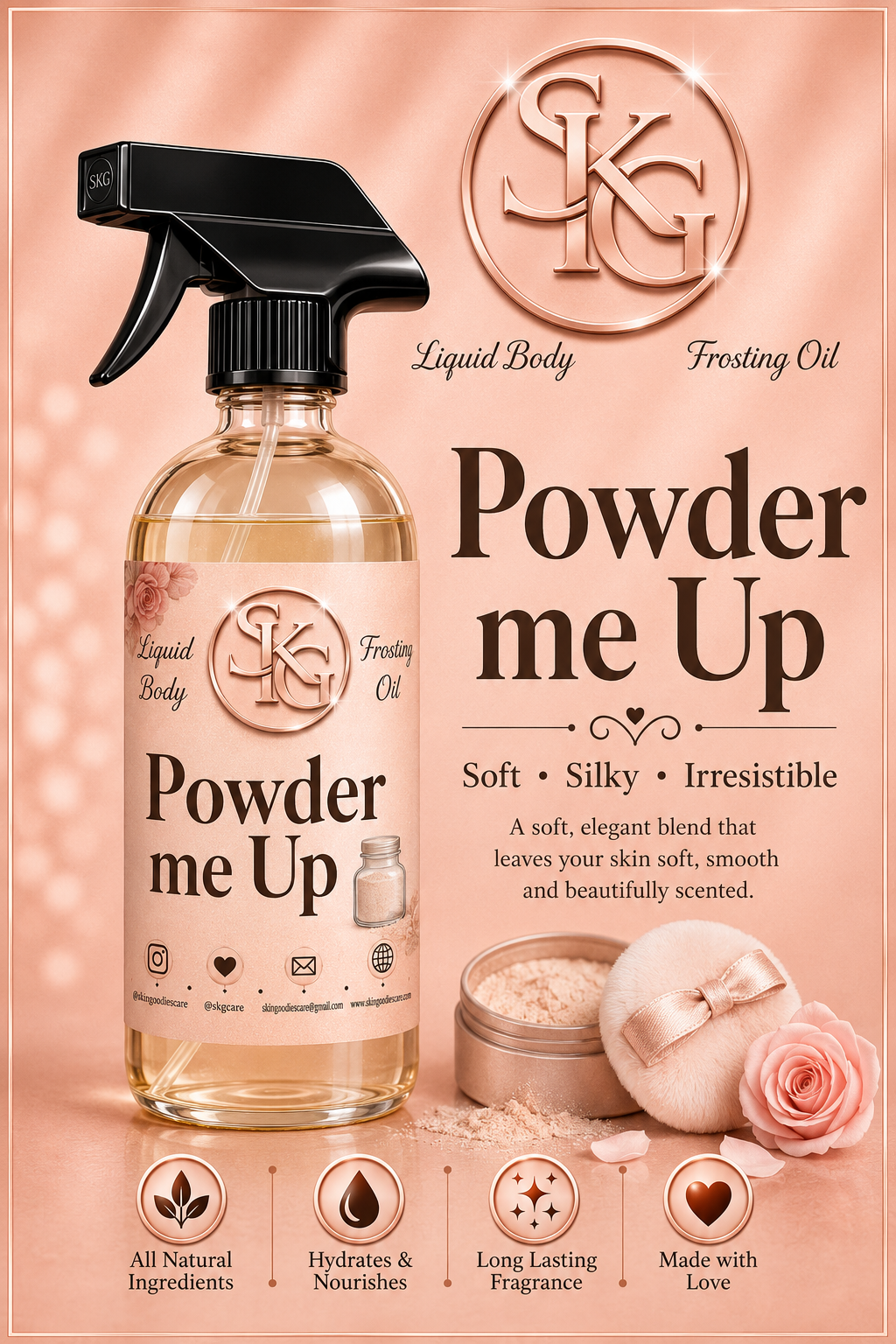 POWDER Me Up Liquid Shower Body Oil (8oz)368.6g