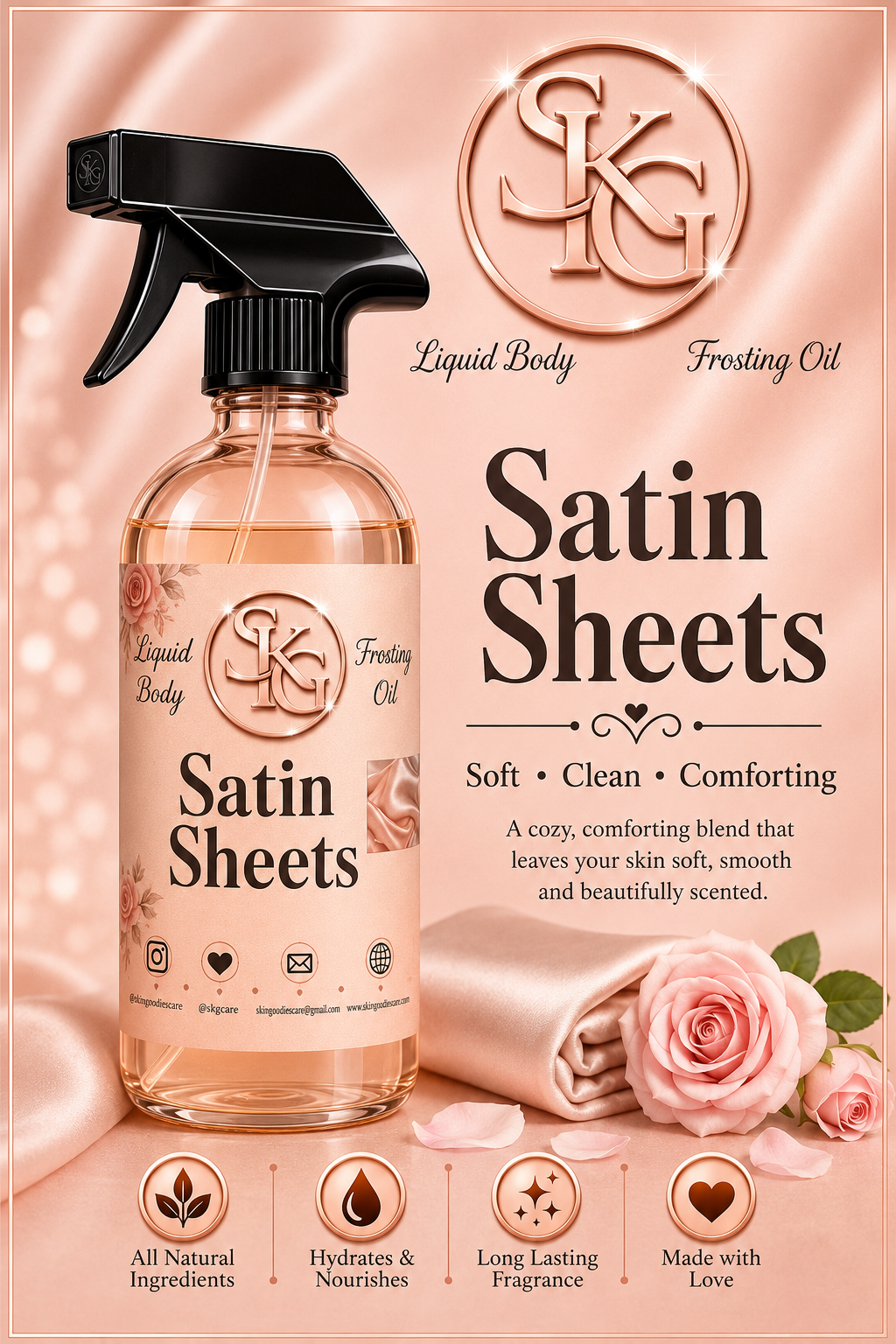 SATIN SHEETS Liquid Shower Body Oil(8oz)368.6g