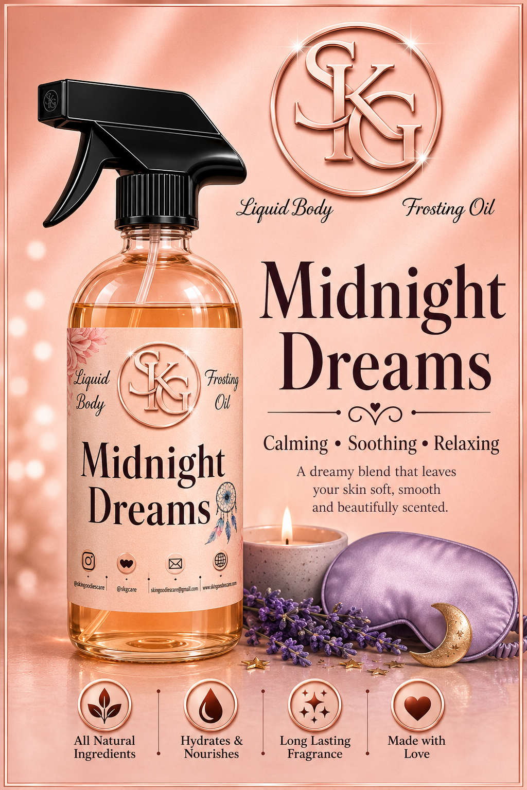 MIDNIGHT DREAMS Liquid Shower Body Oil (8oz)368.6g