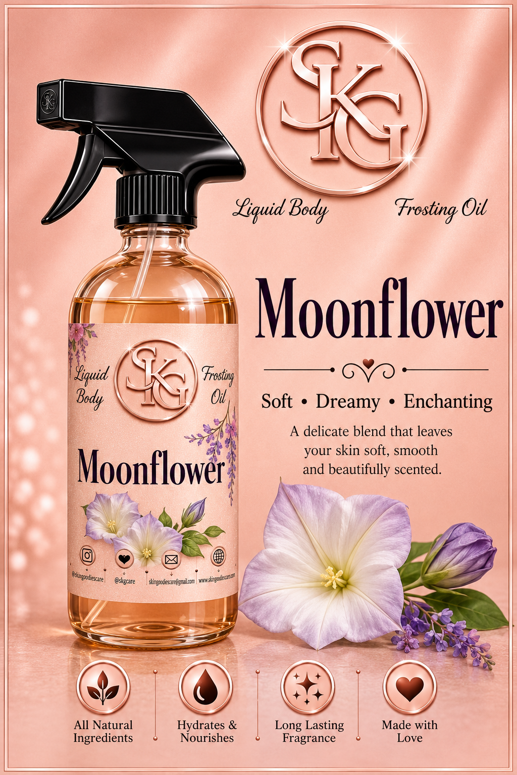MOONFLOWER Liquid Shower Body Oil (8oz)368.6g